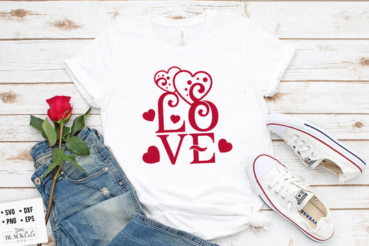 Love text Hearts SVG