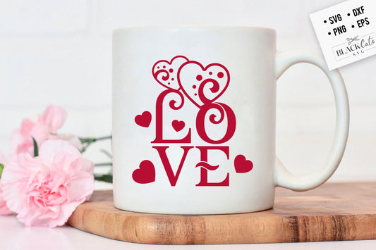 Love text Hearts SVG
