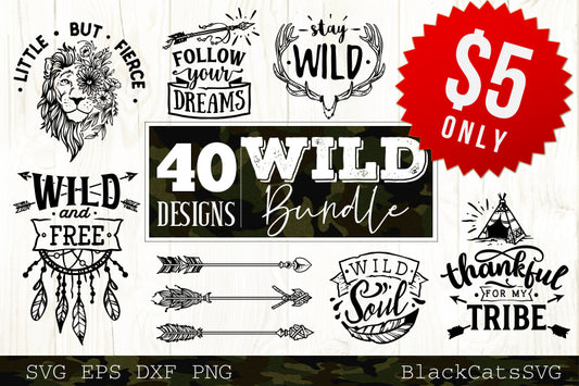 Wild and boho SVG bundle 40 designs Wild Spirit SVG bundle