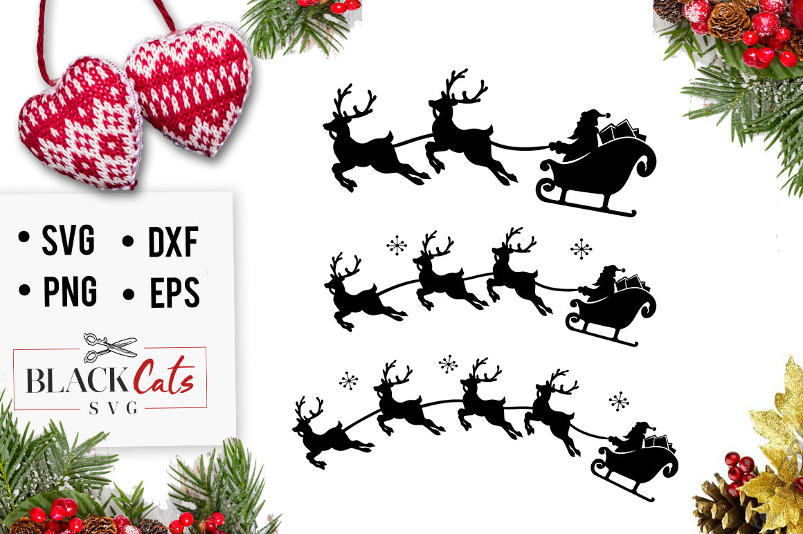 Santa and reindeers SVG cutting file