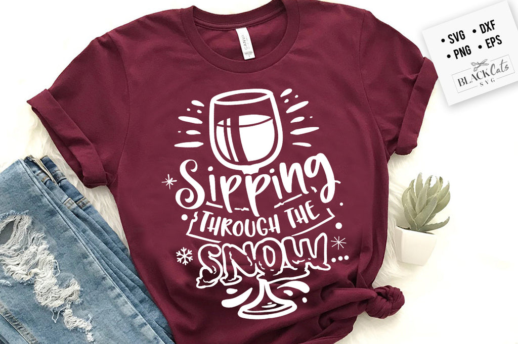 Sipping through the snow SVG