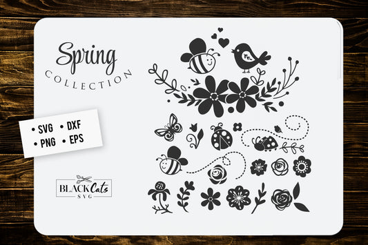 Spring illustrations SVG file Cutting File Clipart in Svg, Eps, Dxf, Png for Cricut & Silhouette